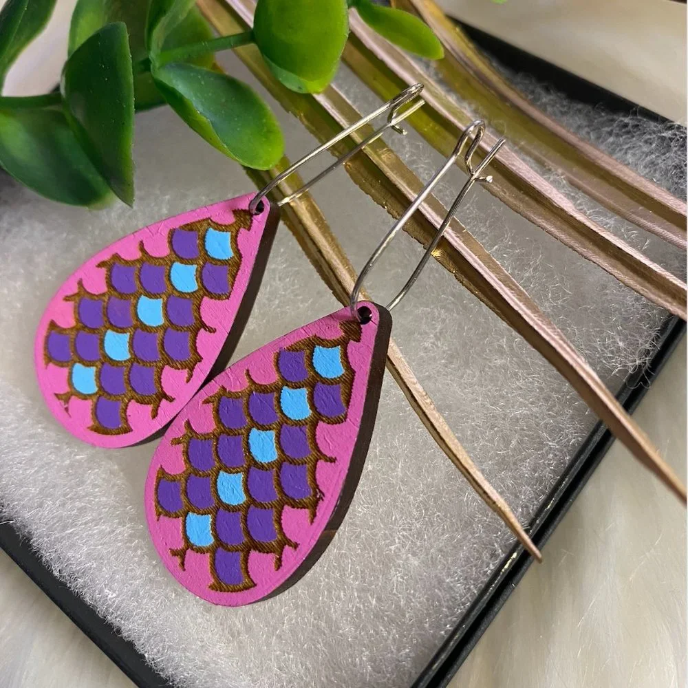 Mermaid Dangle Drop Earrings - Picture 2 of 2
